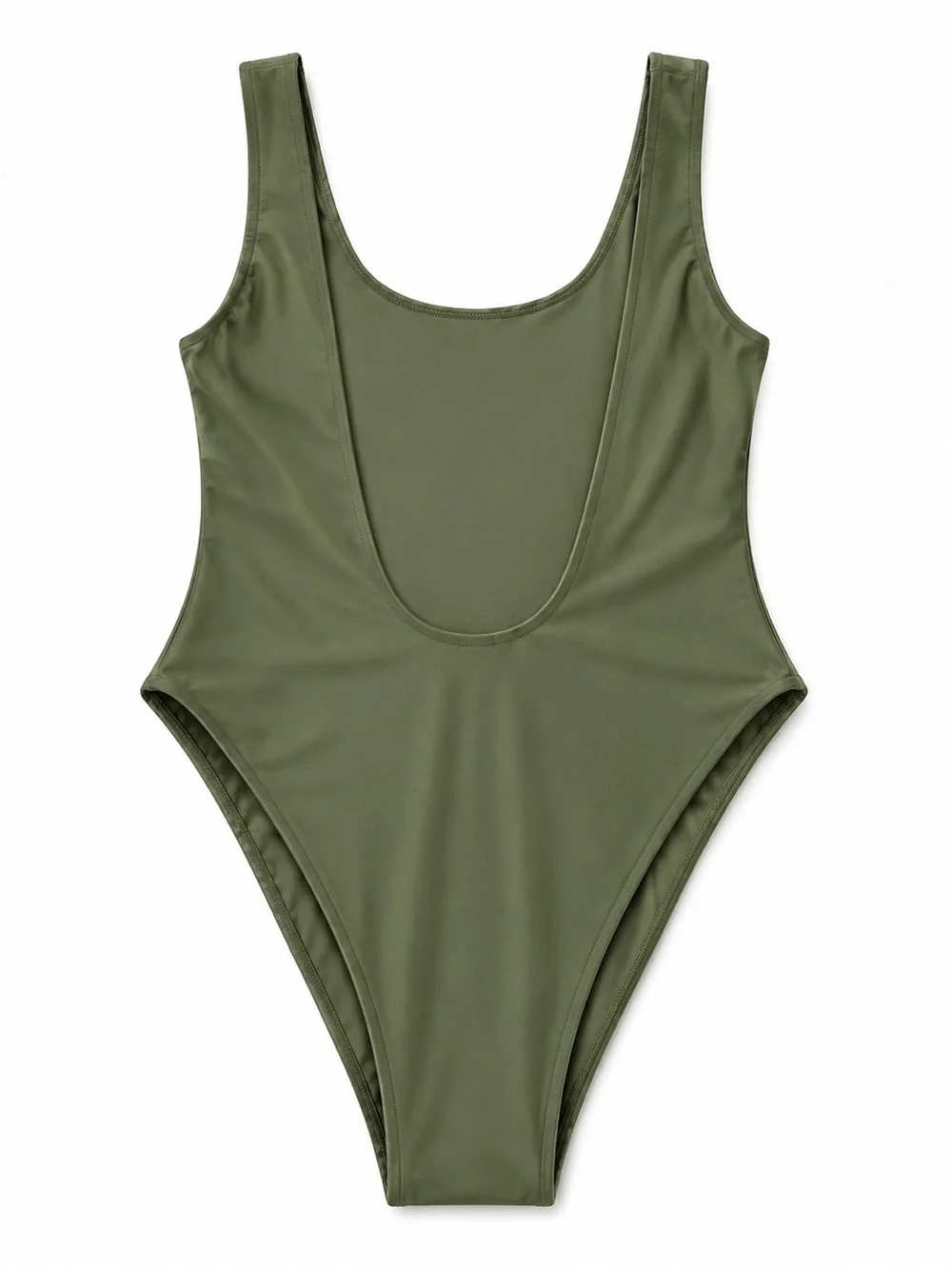 Aerie Olive Green Scoop-Back High Leg One-Piece Swimsuit | M